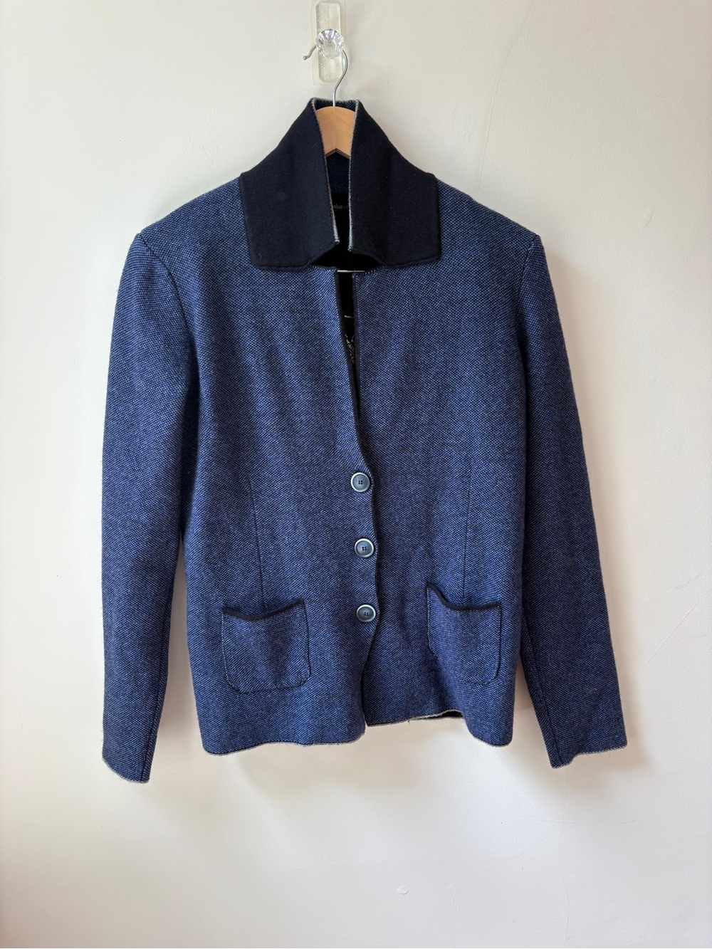 NWT Made in Italy Wool blend Navy Cardigan - Picture 6 of 10